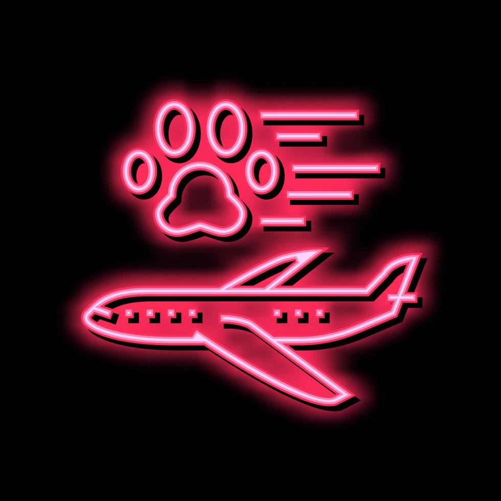 pet transportation in airplane neon glow icon illustration vector