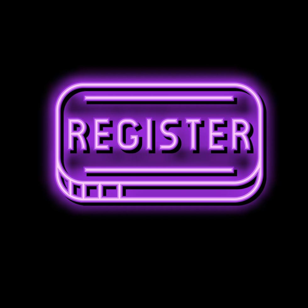 button registration neon glow icon illustration vector