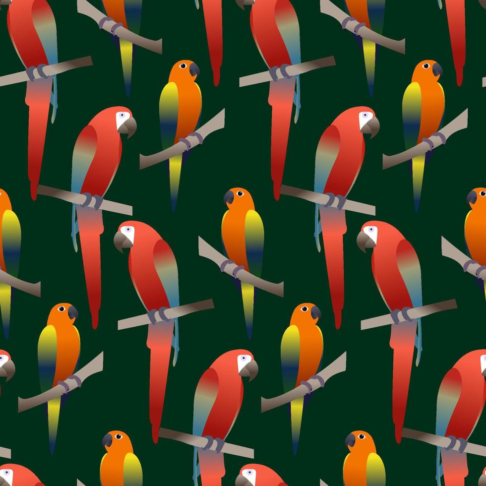 Seamless vector pattern with white parrots. Square template with exotic birds and leaves for fabric and wallpaper.