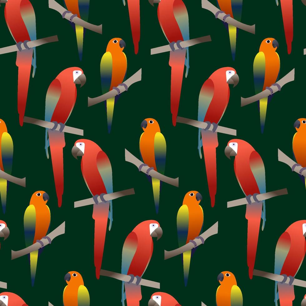 Seamless vector pattern with white parrots. Square template with exotic birds and leaves for fabric and wallpaper.