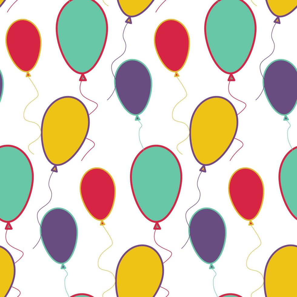 Vector party flat balloons pattern. Great for Birthday, wedding, anniversary, jubilee, rewarding and winning design. Seamless backgrounds.