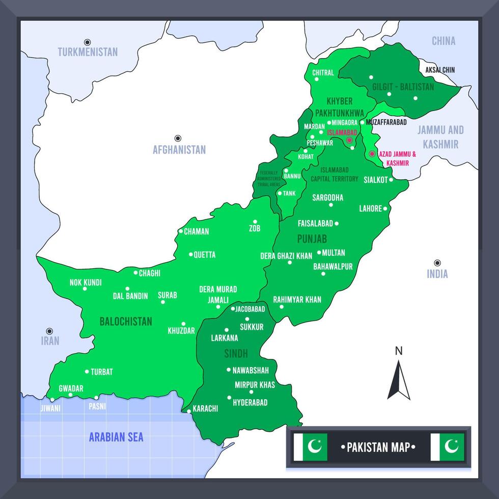 Pakistán país mapa y bandera vector