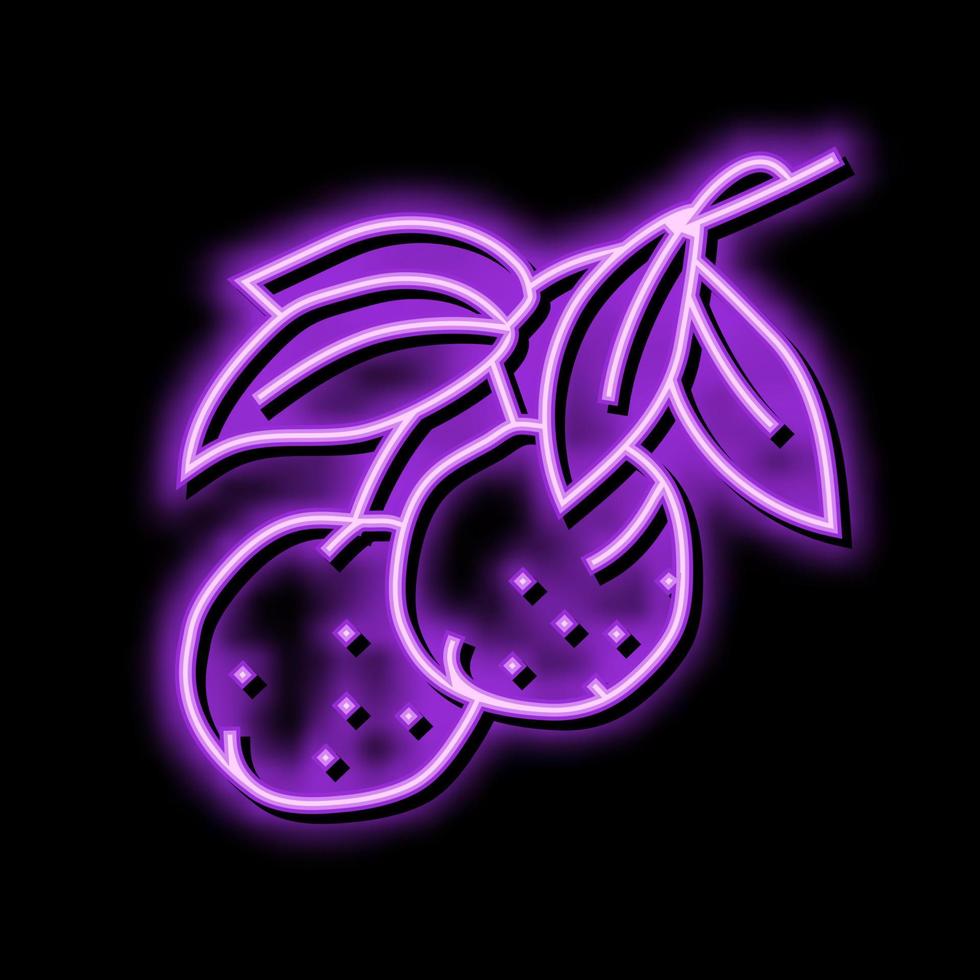 orange leaf branch neon glow icon illustration vector