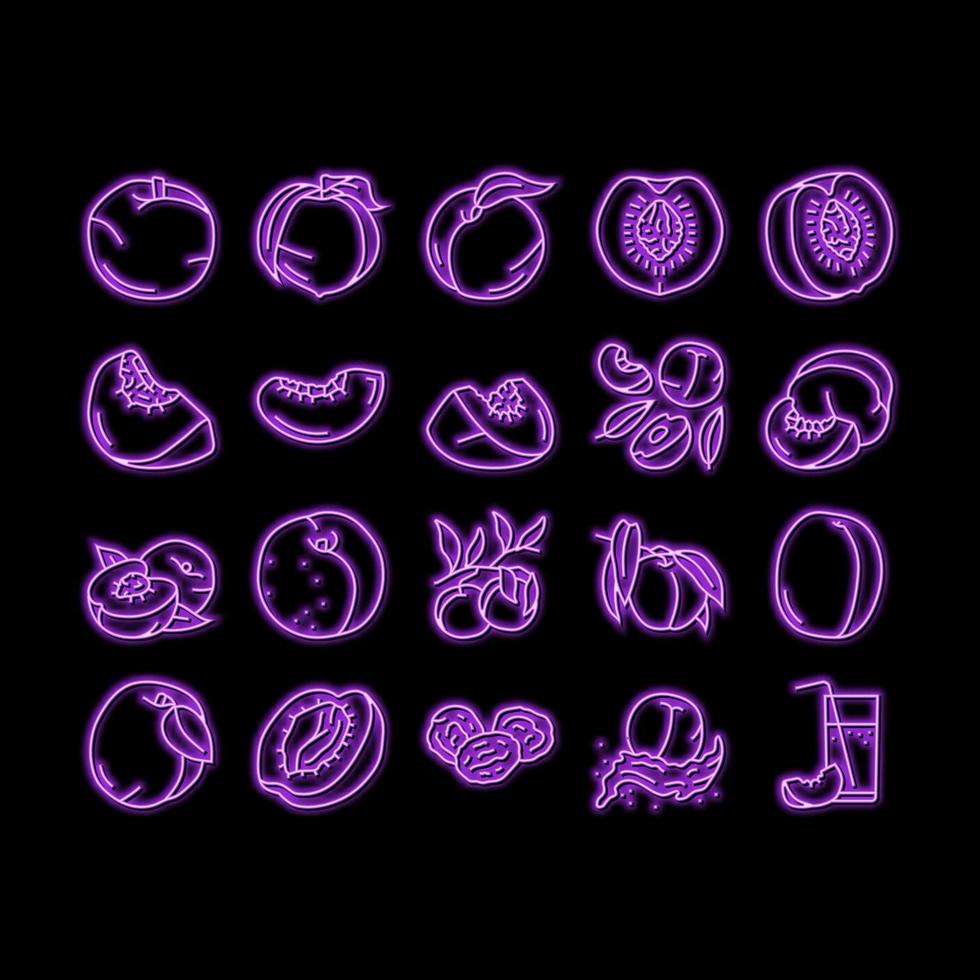 peach fruit nectarine juicy neon glow icon illustration vector