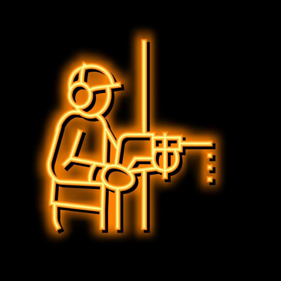 builder drilling wall neon glow icon illustration vector