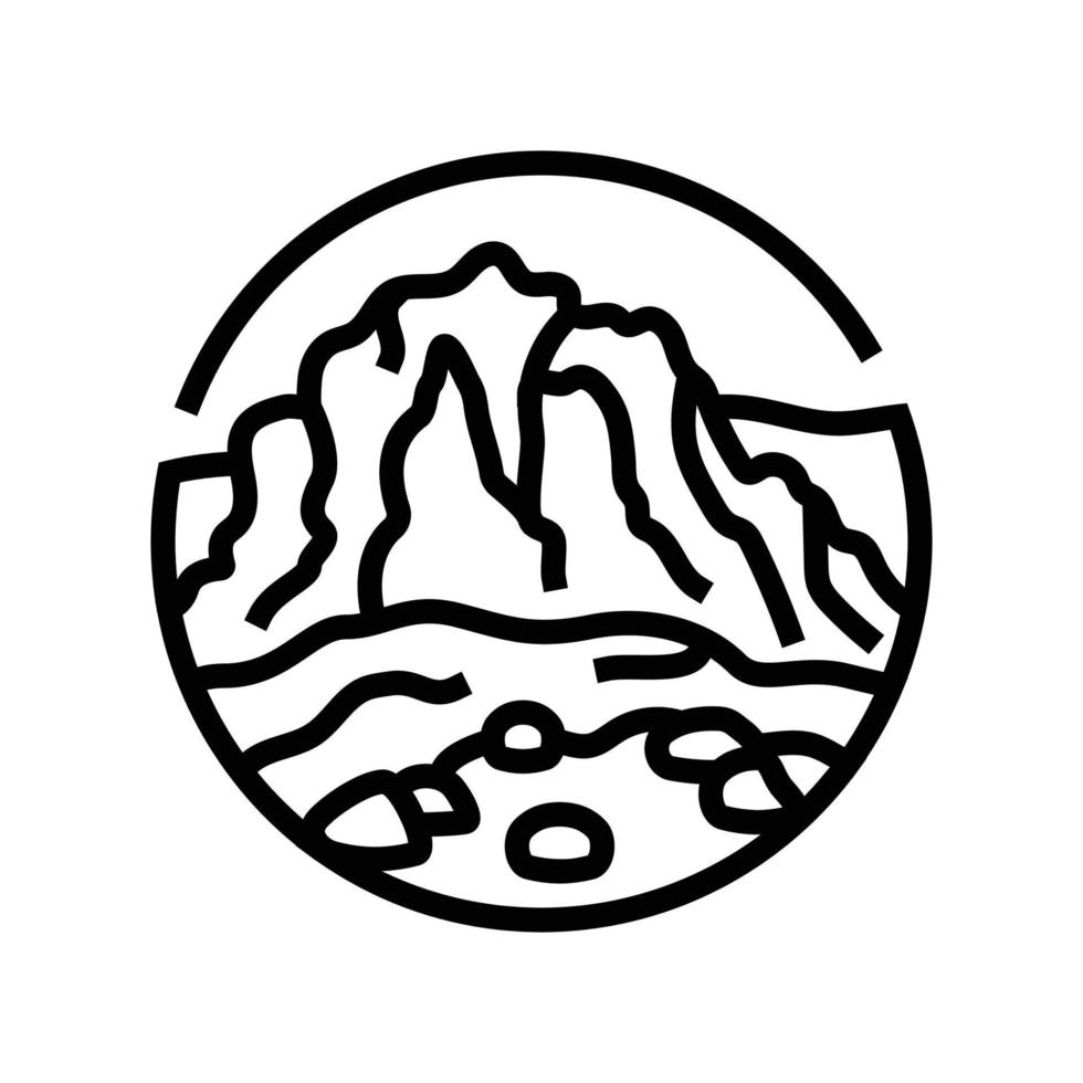 colina montaña paisaje línea icono vector ilustración