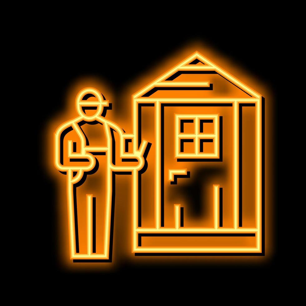 shed installation repair neon glow icon illustration vector