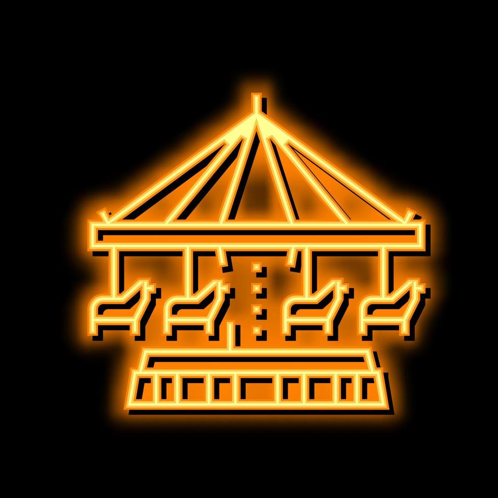 carousel amusement park neon glow icon illustration vector