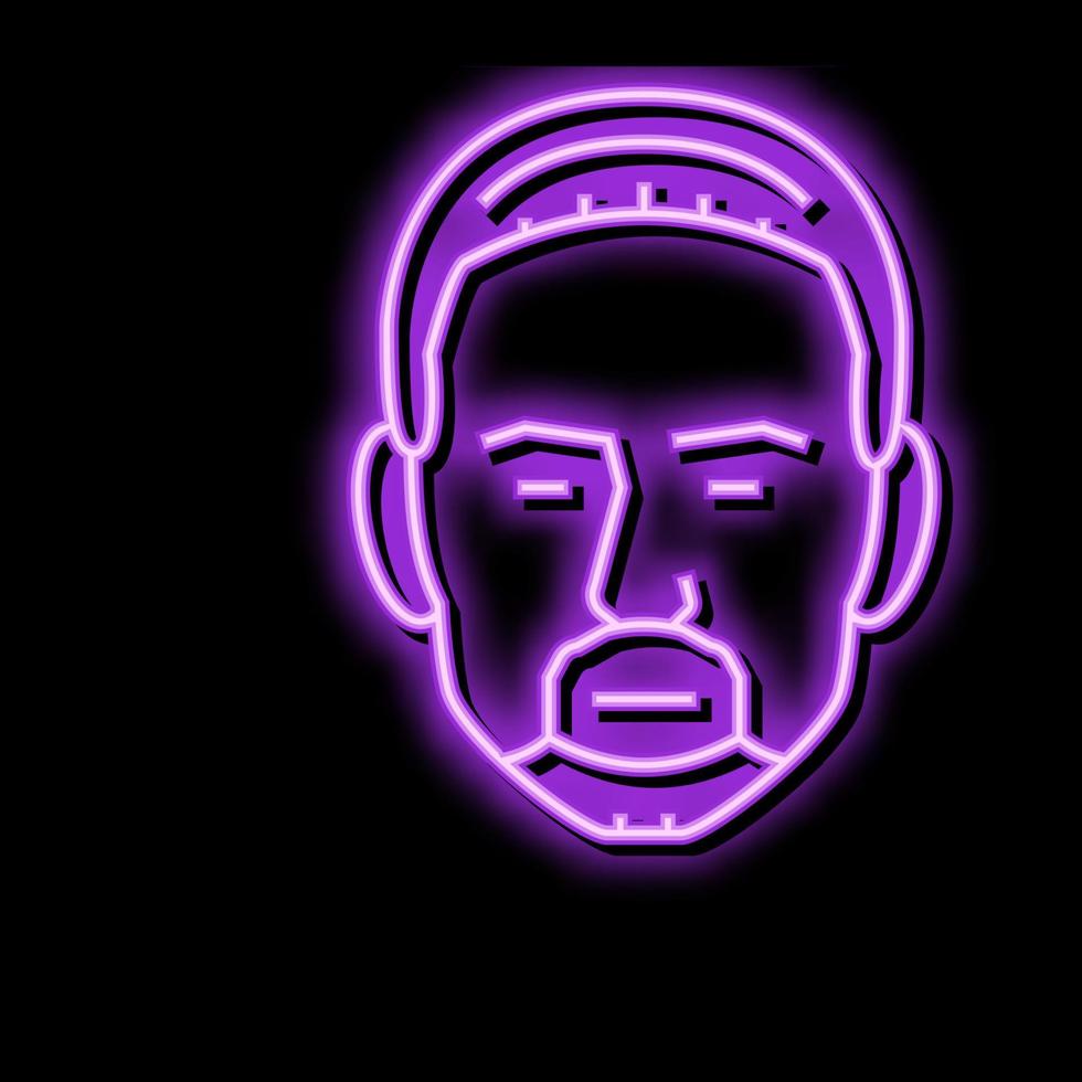 circle beard hair style neon glow icon illustration vector