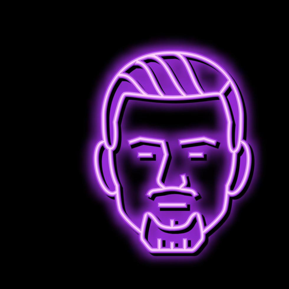 goatee beard hair style neon glow icon illustration vector