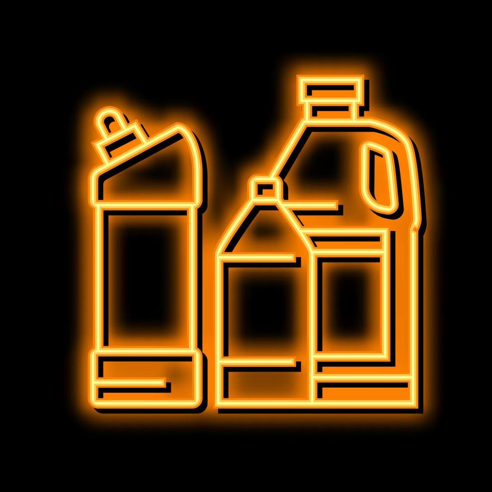 bottle packages plastic waste neon glow icon illustration vector