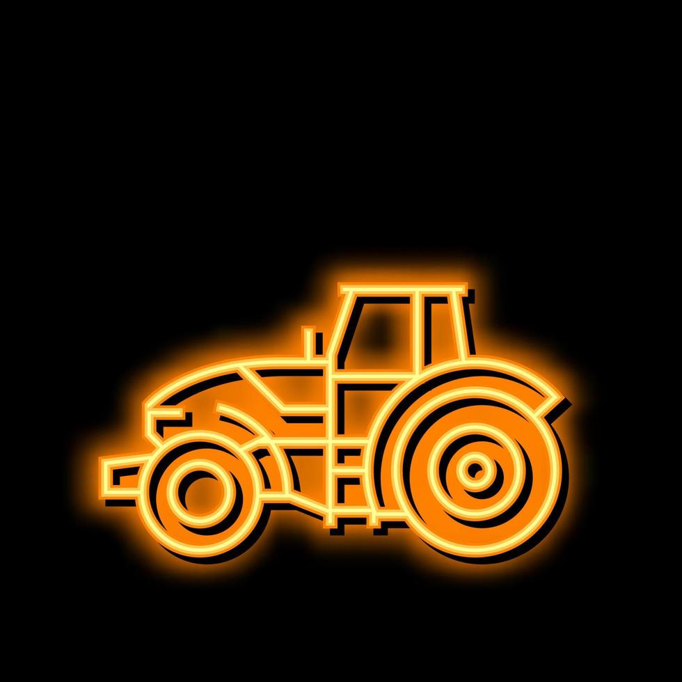 tractor construcción coche vehículo neón resplandor icono ilustración vector