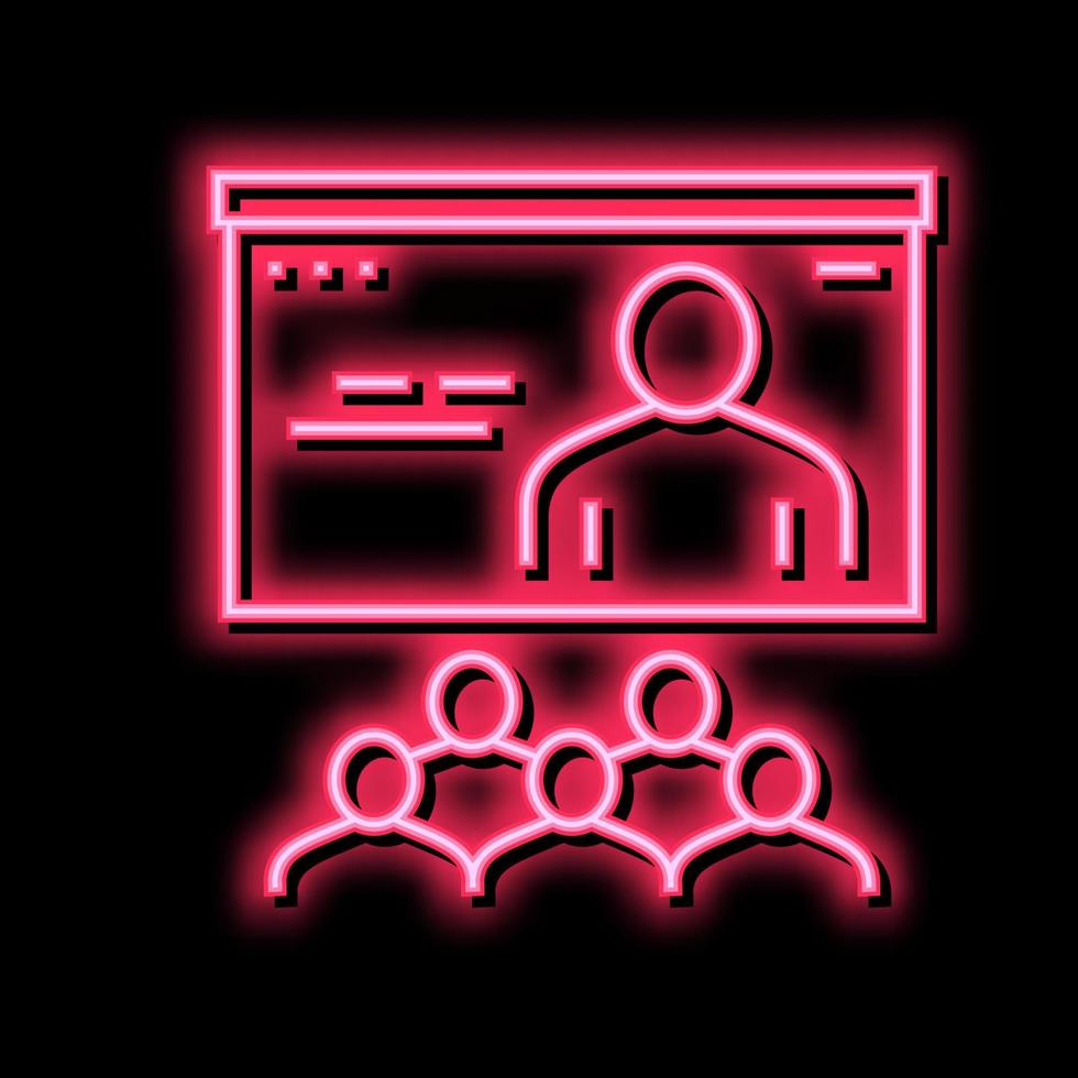 online teaching group neon glow icon illustration vector