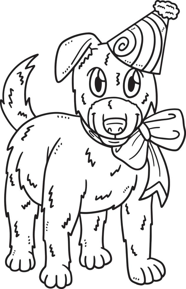 Birthday Dog with Party Hat Isolated Coloring Page 20581484 Vector Art ...