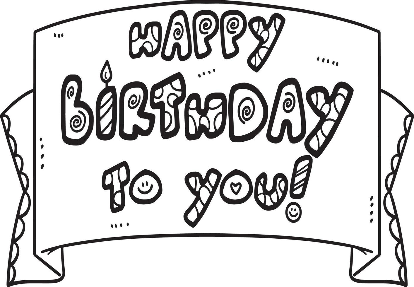 Happy Birthday To You Isolated Coloring Page vector