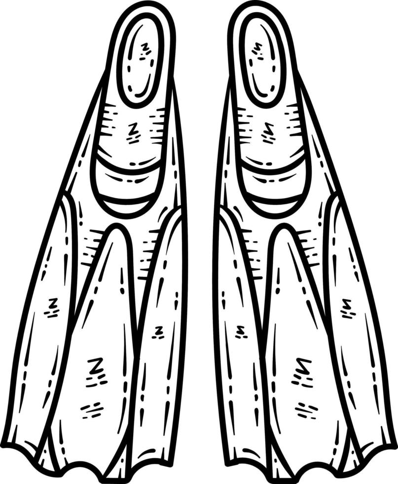 verano escafandra autónoma aletas línea Arte colorante página para adulto vector