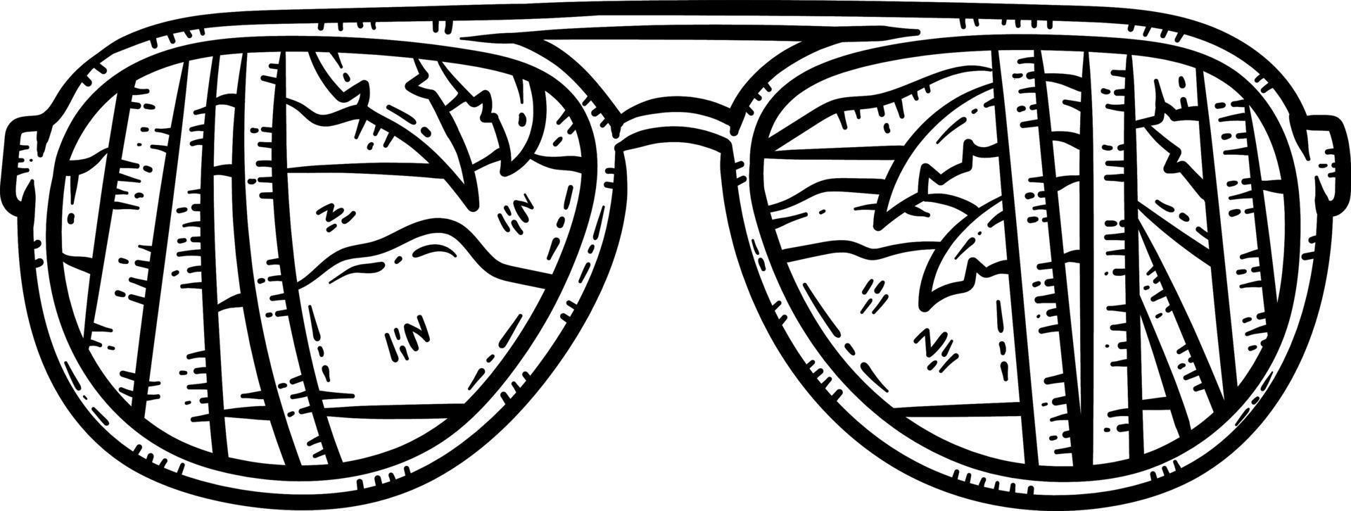Summer Sunglasses Line Art Coloring Page for Adult vector