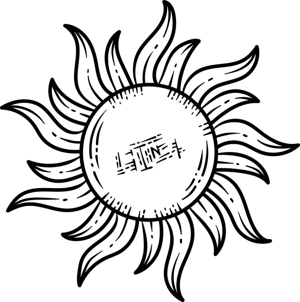 Summer Sun Line Art Coloring Page for Adult vector