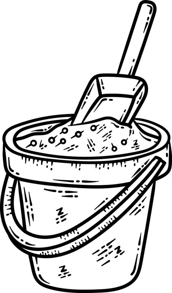 Summer Sand Bucket Line Art Coloring Page vector