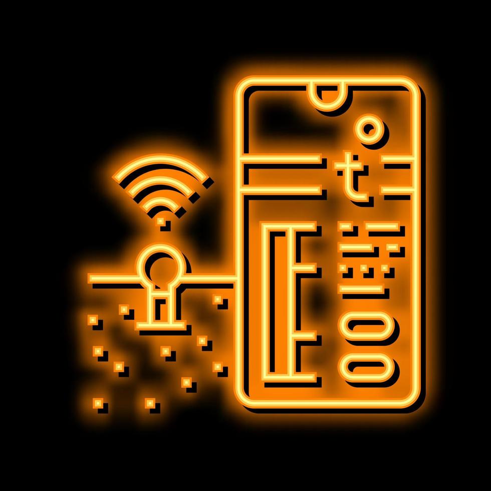 temperature soil control smart farm neon glow icon illustration vector