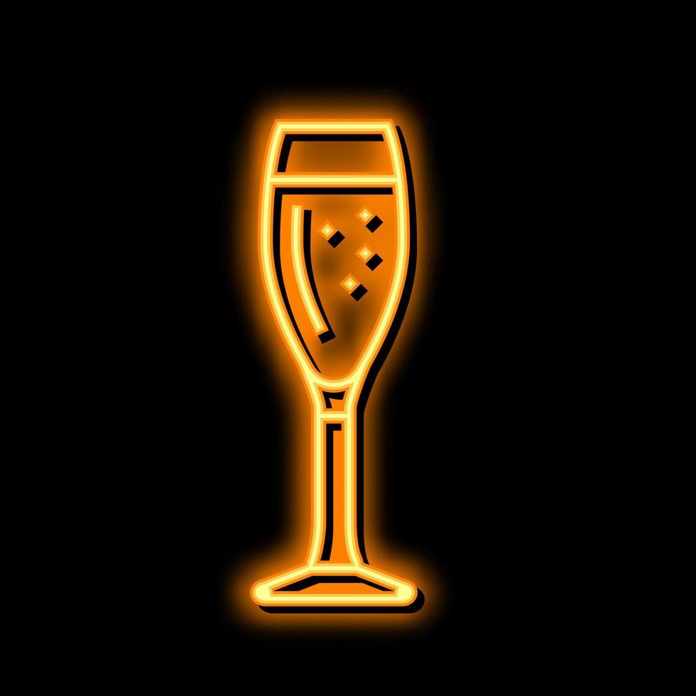 champán bebida bebida neón resplandor icono ilustración vector