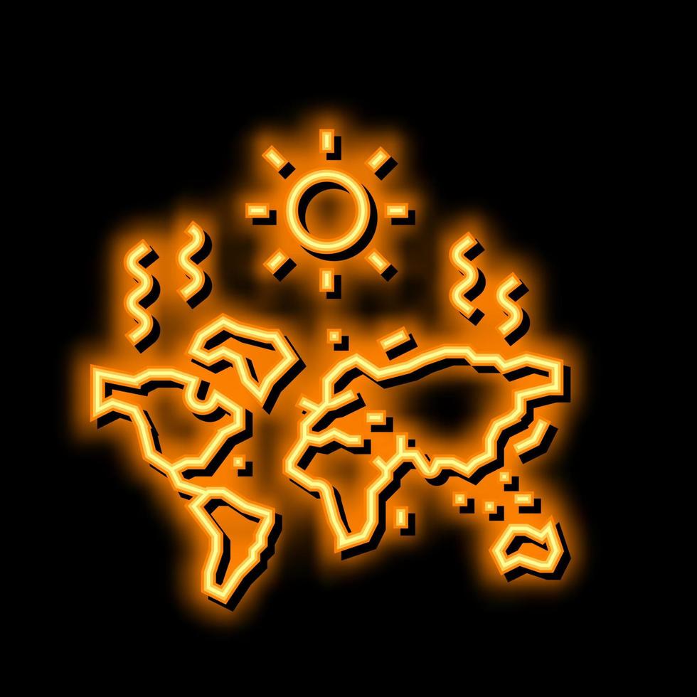 sequía mapa neón resplandor icono ilustración vector