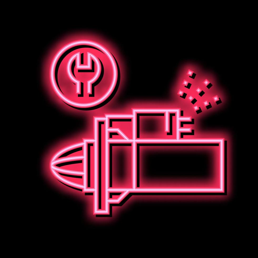 starter repair and replacement neon glow icon illustration vector
