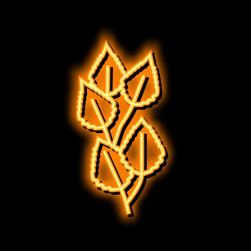birch leaf neon glow icon illustration vector