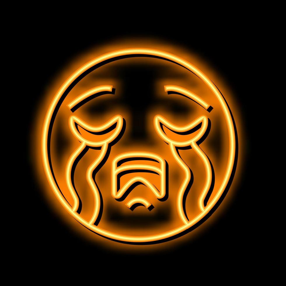 cry emoji neon glow icon illustration vector