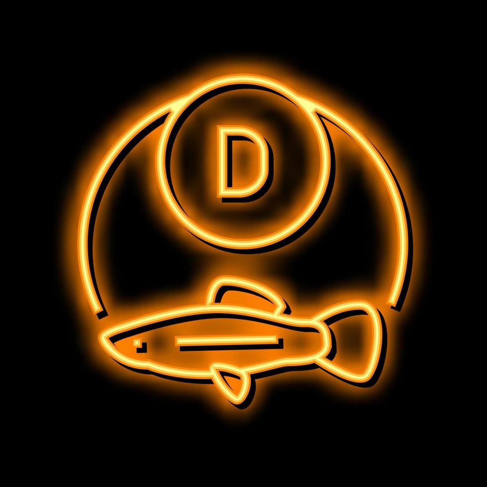 d vitamin fish neon glow icon illustration vector