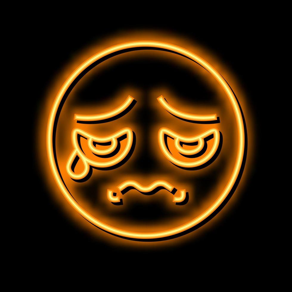 sad emoji neon glow icon illustration vector