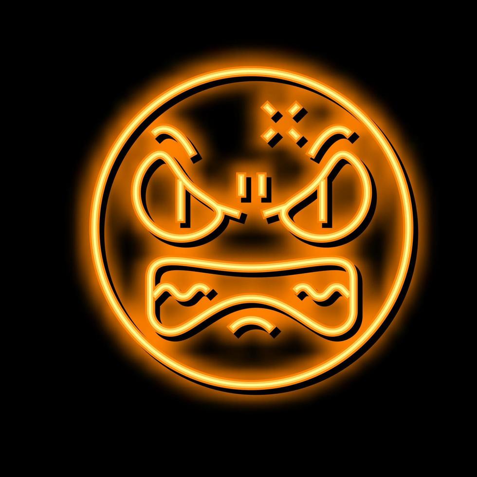 angry emoji neon glow icon illustration vector