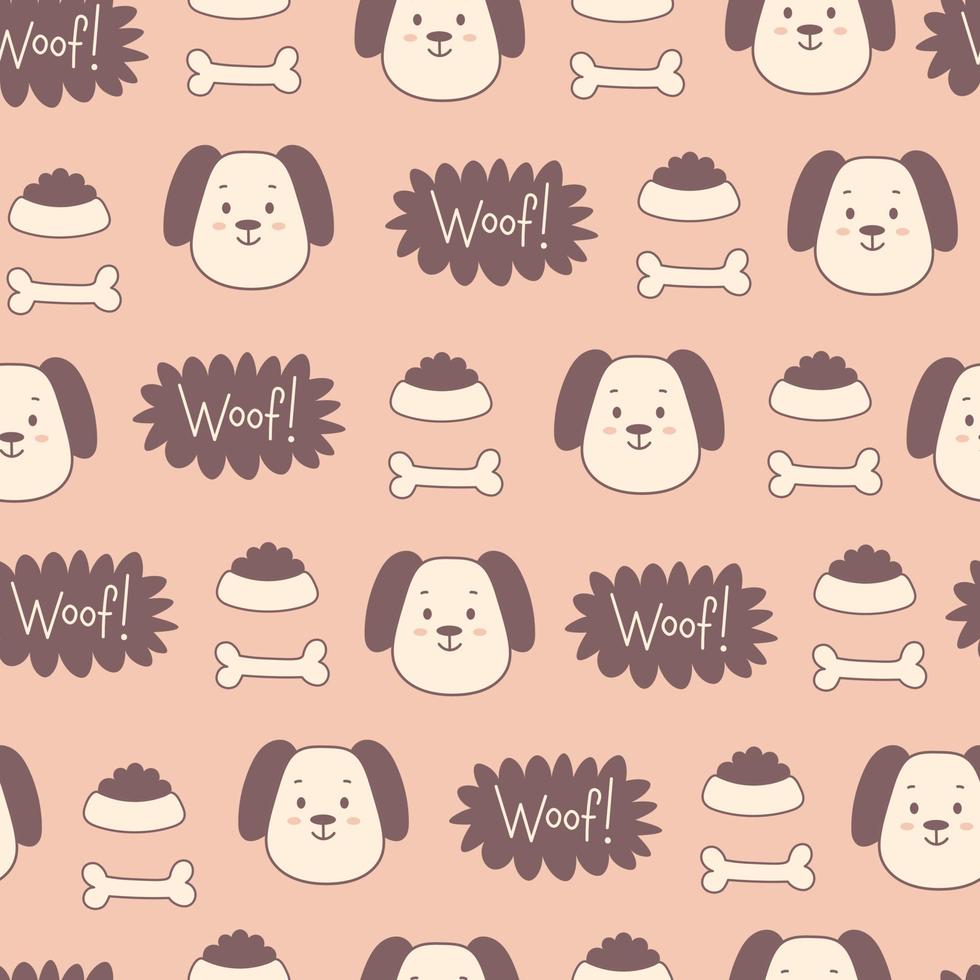 Cute puppy doodle seamless pattern vector