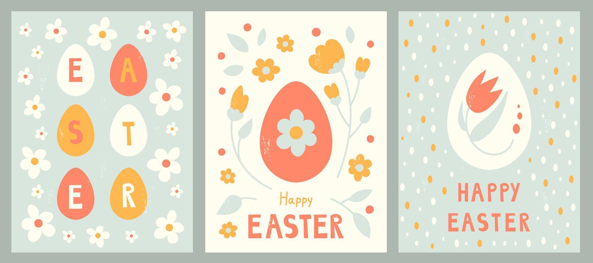 Cute Easter cards set vector
