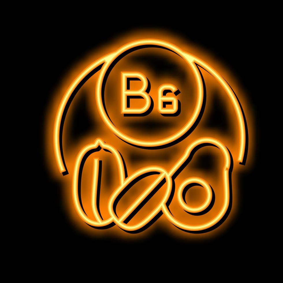b6 vitamin neon glow icon illustration vector