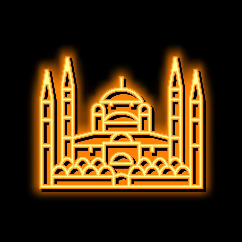 azul mezquita neón resplandor icono ilustración vector