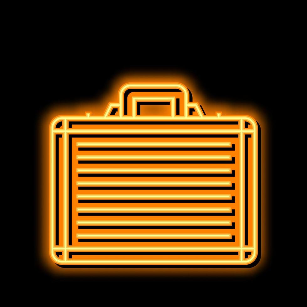 briefcase metallic neon glow icon illustration vector