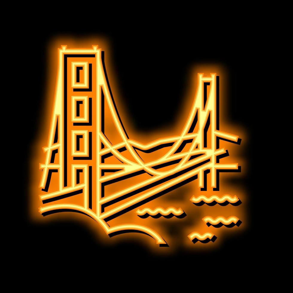 golden gate bridge neon glow icon illustration vector
