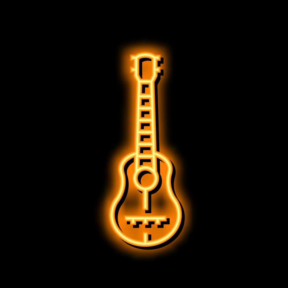 guitarra músico instrumento neón resplandor icono ilustración vector