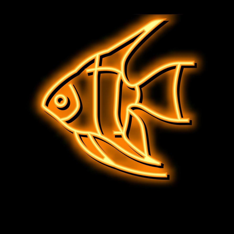angelfish aquarium fish neon glow icon illustration vector