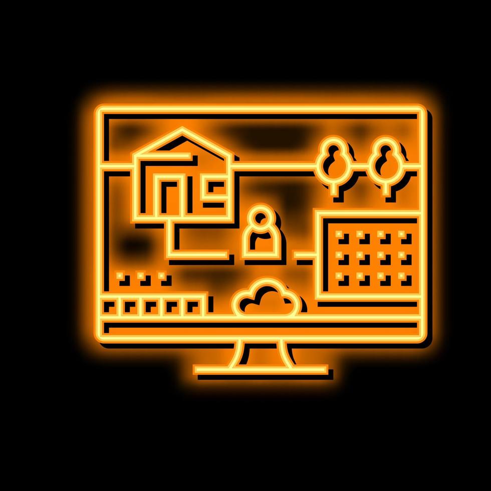 simulation video game neon glow icon illustration vector