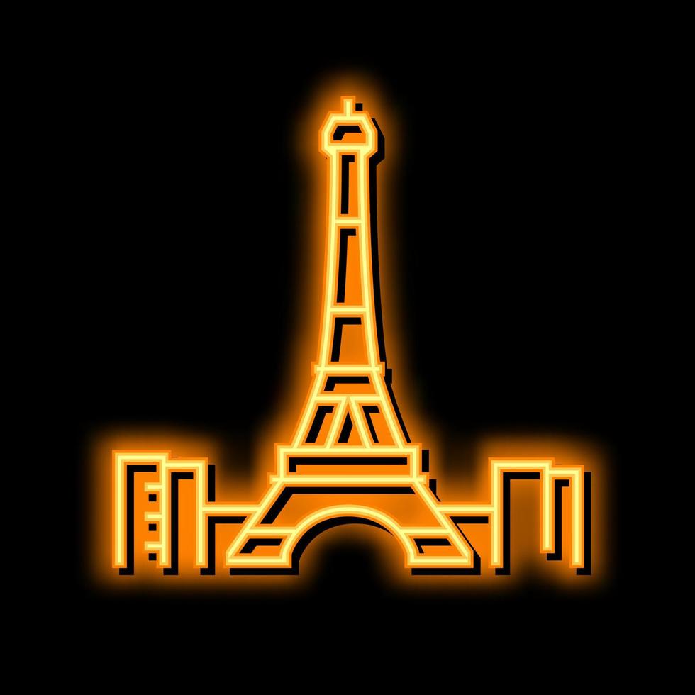 eiffel torre neón resplandor icono ilustración vector