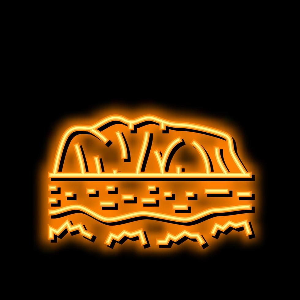 uluru mountain neon glow icon illustration vector