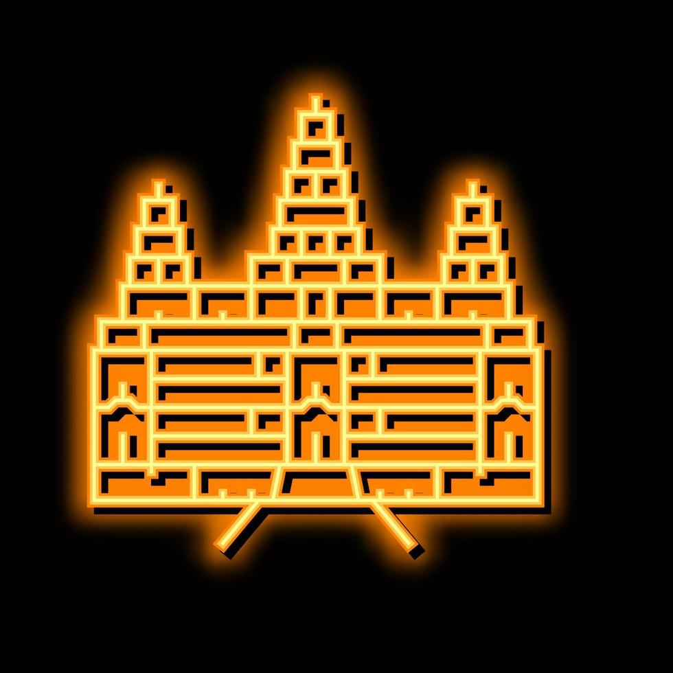 angkor wat neón resplandor icono ilustración vector