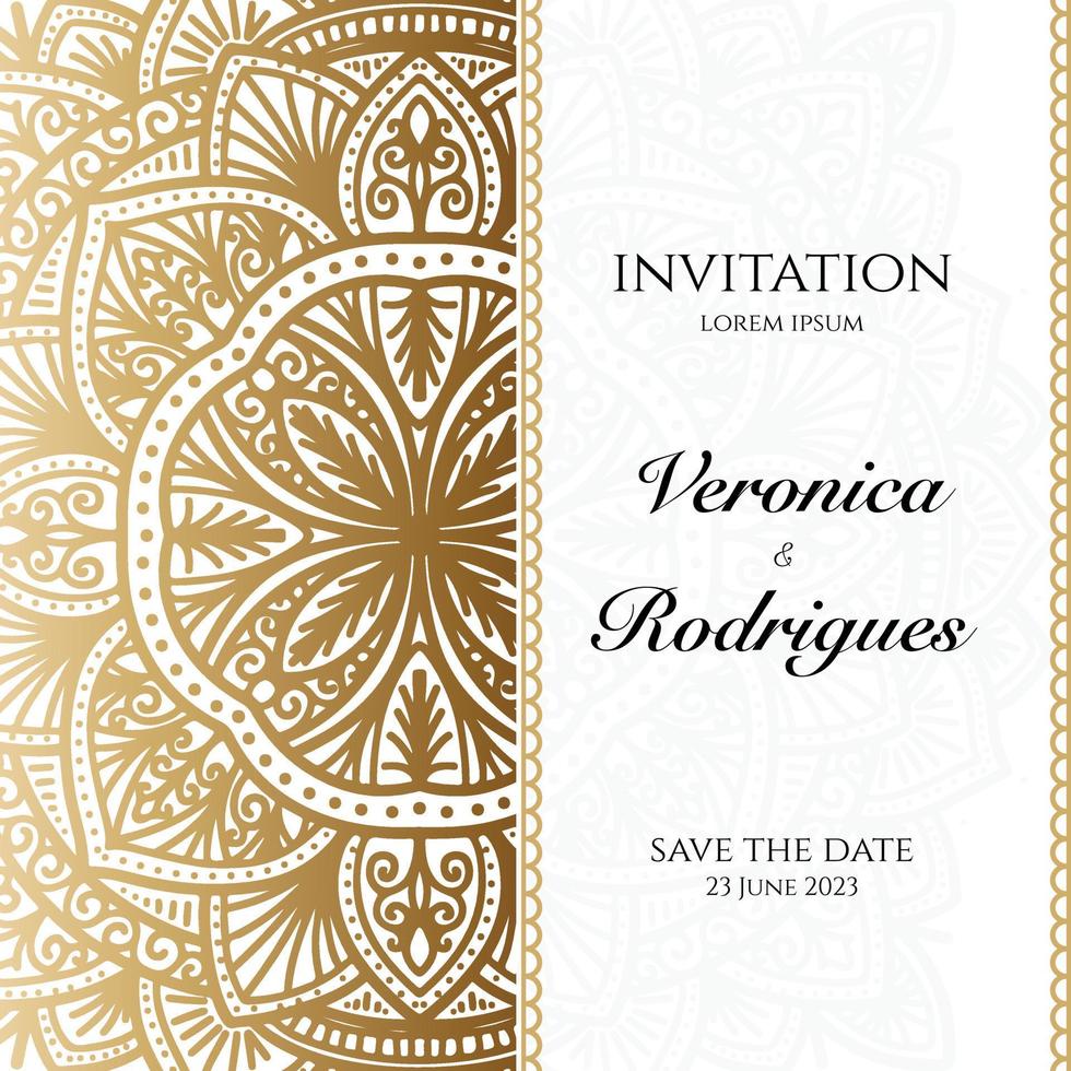 elegant square wedding invitation template vector