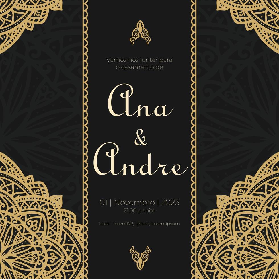 ornate luxury wedding invitation design vector