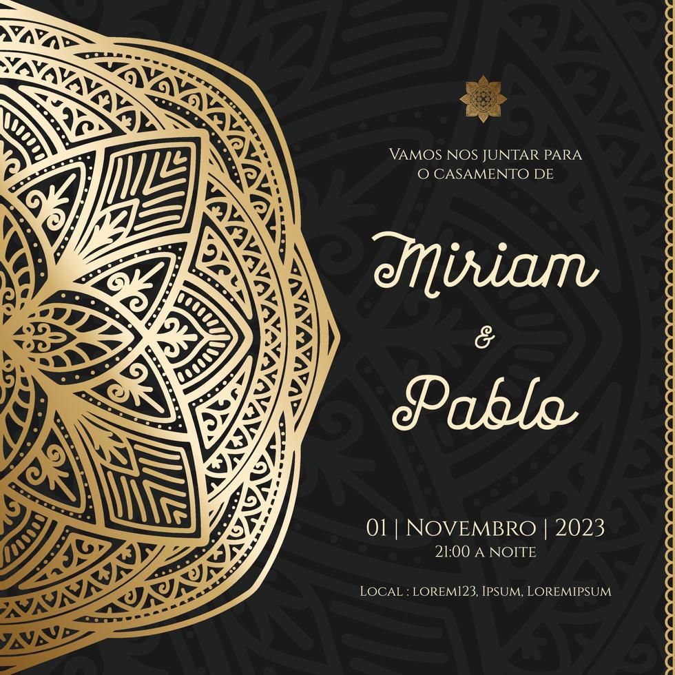 golden luxury wedding invitation template vector