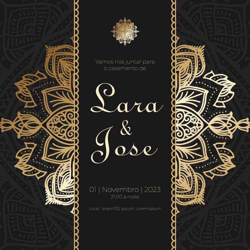 wedding invitation with ornamental lines vector