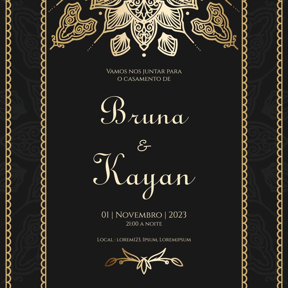 vintage wedding invitation with ornament border vector