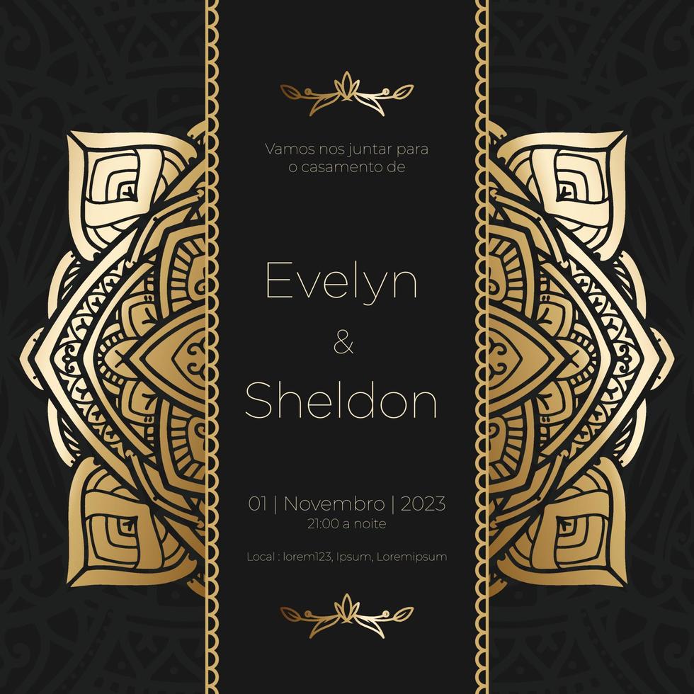 ornate luxury vintage wedding invitation vector